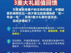 中國(guó)起重機(jī)械網(wǎng)慶五一“買(mǎi)一送一”三重大禮鉅惠不容錯(cuò)過(guò)！