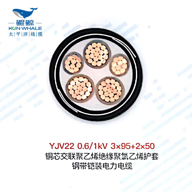 　　河南鄭州電線電纜廠家-河南太平洋線纜有限公司為您供應 yjv22 4芯國標銅芯阻燃低壓電力用 鎧裝電纜型號齊全：  　　yjv22 3x10+1 yjv22 3x16+1 yjv22 3x25+1 yjv22 3x35+1 yjv22 3x50+1 yjv22 3x70+1 yjv22 3x95+1 yjv22 3x120+1 yjv22 3x150+1 yjv22 3x185+1 yjv22 3x240+1 yjv22 3x300+1  　　yjv22 4x10 yjv22 4x16 yjv22 4x25 yjv22 4x35 yjv22 4x50 yjv22 4x70 yjv22 4x95 yjv22 4x120 yjv22 4x150 yjv22 4x185 yjv22 4x240 yjv22 4x300  　　yjv22 鎧裝電纜現(xiàn)貨，多倉庫就近發(fā)貨，方便快捷!  　　河南太平洋線纜有限公司(www.hntpyxl.com)是河南鄭州電線電纜廠家，自有工廠，占地面積70000㎡，擁有先進生產(chǎn)設備、檢測設備及專業(yè)的技術團隊，公司集電線電纜研發(fā)、生產(chǎn)、銷售、批發(fā)為一體，已形成產(chǎn)品系列有：阻燃電纜系列、耐火電纜系列、低煙無鹵電纜系列、礦物質(zhì)防火電纜系列等。電線電纜型號規(guī)格達1000多種，包含：鎧裝電纜，低壓電纜，低煙無鹵電纜，yjv22鎧裝電纜，yjlv22鎧裝電纜，低壓電力電纜，控制電纜，低煙無鹵阻燃耐火電纜，wdznyjy電纜，yjv低壓電纜，yjlv低壓電纜，yjv22低壓電纜，yjlv22低壓電纜，耐火低壓電纜，阻燃低壓電纜等等。大量低壓電纜鎧裝電纜低煙無鹵電纜現(xiàn)貨，歡迎新老客戶詢價采購!  　　1，電纜加上鎧裝層的目的除了增強抗拉強度、抗壓強度等機械保護伸長使用壽命外，還可以通過屏蔽保護提高電纜抗干擾性能。  　　2，常用的鎧裝材料有鋼帶、鋼絲、鋁帶、鋁管等，其中鋼帶、鋼絲鎧裝層具有高導磁率，有很好的磁屏蔽效果，可以用于抗低頻干擾，3，鎧裝電纜機械保護層可以加到任何結(jié)構的電纜上，以增加電纜的機械強度，提高防侵蝕能力，是為易受機械破壞及極易受侵蝕的地區(qū)而設計的電線電纜  　　  鎧裝電纜的作用，鎧裝電纜都用在什么地方?  　　4，鎧裝的有一定的抗外力性能，還可以提防老鼠撕咬，不至于透過鎧裝造成電力傳輸問題，鎧裝的彎曲半徑要大，鎧裝層可以接地，保護電纜。  　　5，電纜加上鎧裝層的目的除了以上，還可以增強抗拉強度、抗壓強度等機械保護延長使用壽命。  　　6，鎧裝電纜一般是固定敷設電力電纜，通俗來說就是固定在一個地方而基本不移動，動力線傳輸電能。  　　7，適合地下直埋，可使鎧裝電纜直埋敷設而免于穿管且價廉物美在實際運用較多，很適用于巖石地區(qū)的直埋敷設。  　　8，鎧裝電纜適用于公路，馬路邊，居住區(qū)周圍，停車場，步行街等受壓大的地方等。